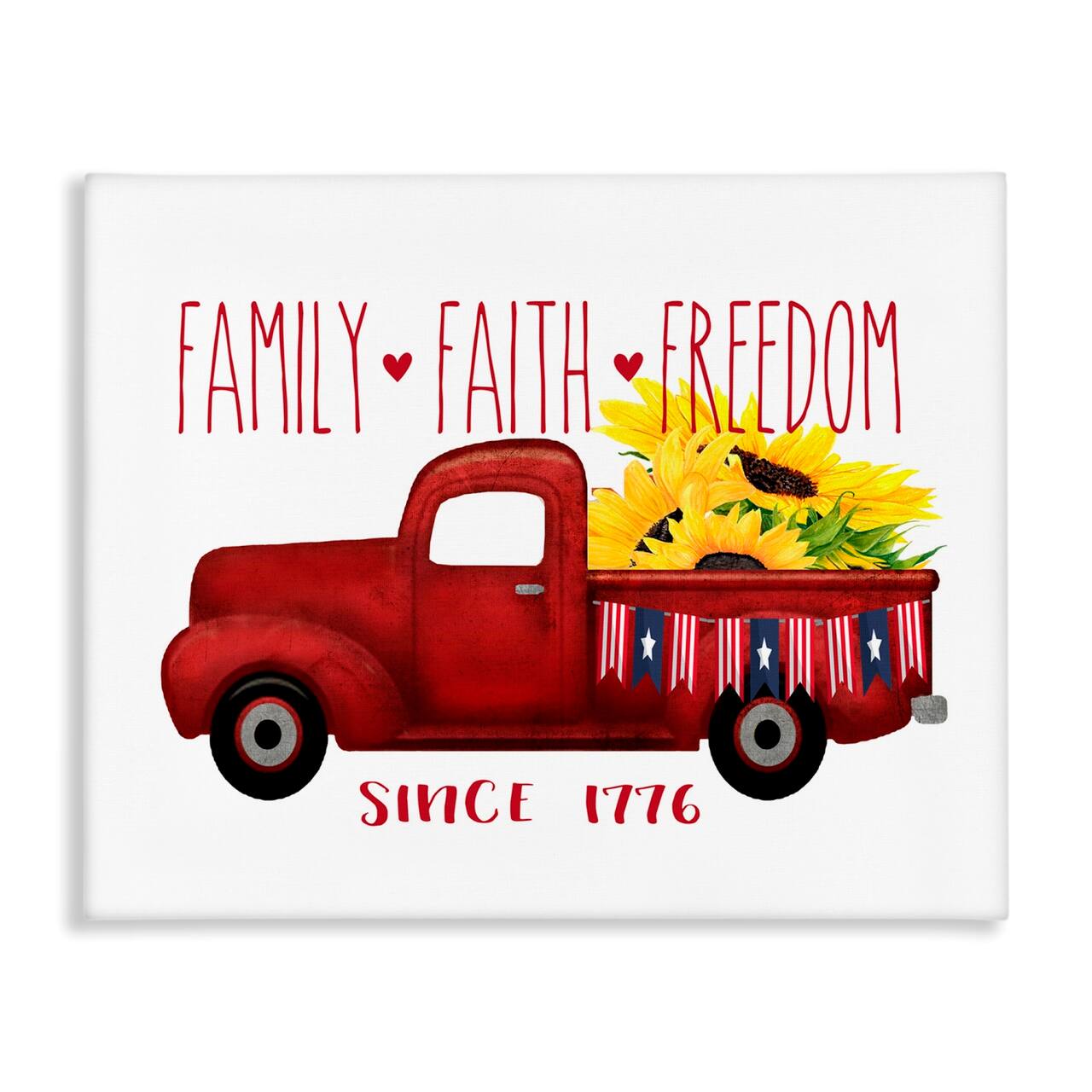 Stupell Industries Family Faith Freedom Americana Floral Country Truck Canvas Wall Art